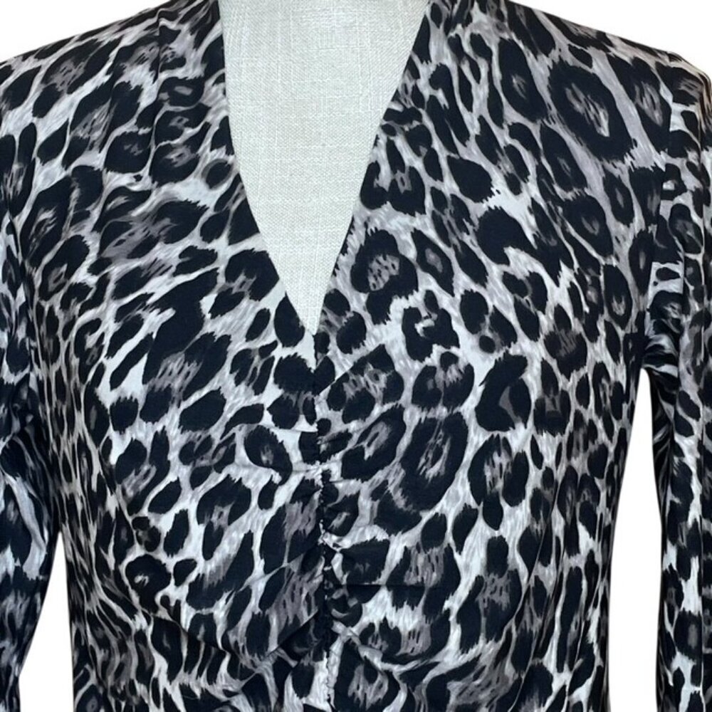 ALFANI Animal Print Career Blouse - Size Medium Petite - Picture 3 of 5